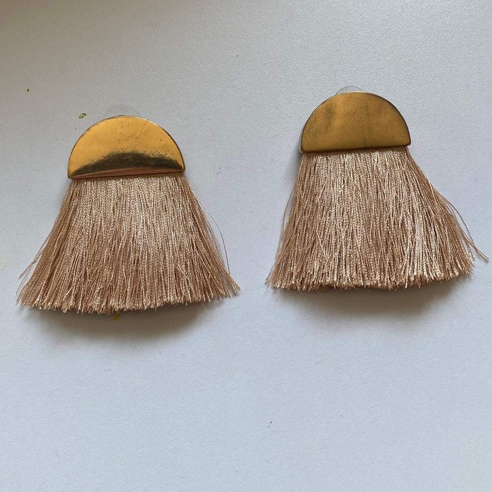 Gold fringe geometric earrings